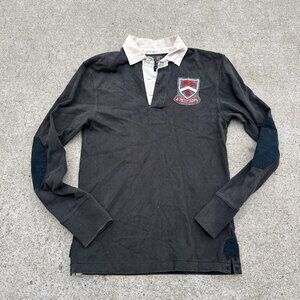 Vtg Polo Ralph Lauren Rugby Shirt Men S Distressed Gray White RLFC patch Skull